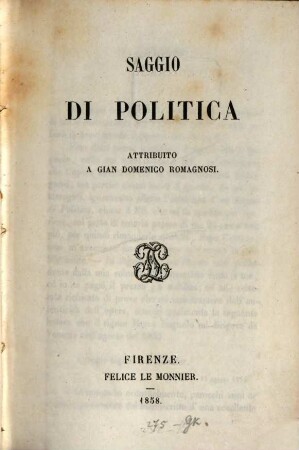 Saggio di politica