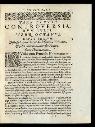 Pars Tertia Controversiarum Iuris Liber Octavus.
