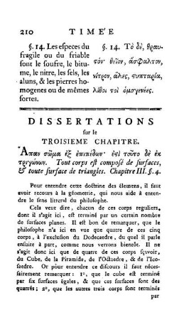 Dissertations sur le Troisieme Chapitre