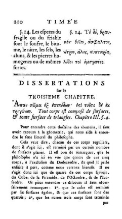 Dissertations sur le Troisieme Chapitre