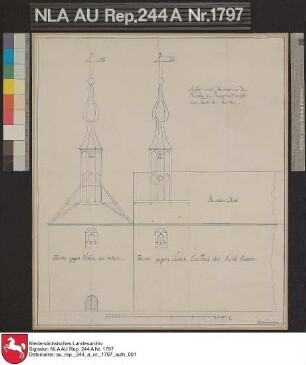 Kirchturm Reepsholt: Ansichten von Westen und Süden
