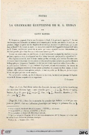 40: Notes sur la grammaire égyptienne de M. A. Erman