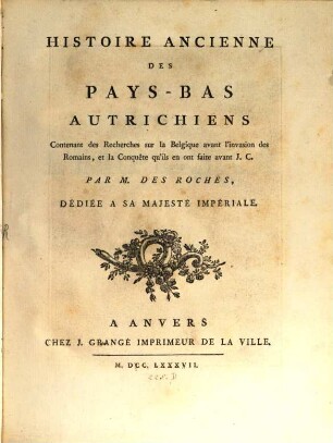 Histoire ancienne des Pays-Bas Autrichiens