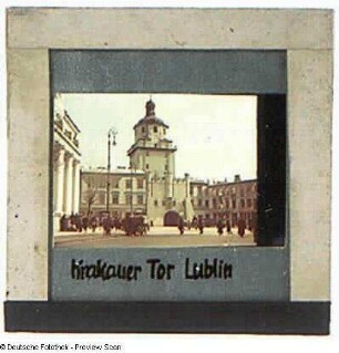 Lublin, Krakauer Tor. Ansicht mit ruinösem Gebäude