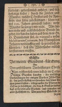 Eilffte Vermeinte Glaubens-stärckung. Von Den unfehlbaren Verheissungen Christi.