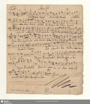 Basso. [nur Tutti; mit Violinstimme eines unbekannten Werkes]