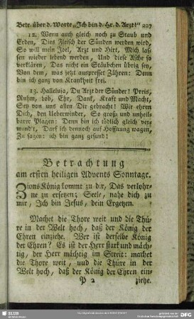 Betrachtung am ersten heiligen Advents Sonntage