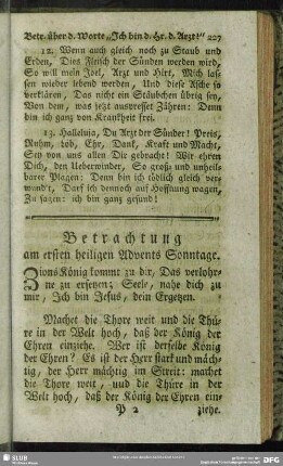 Betrachtung am ersten heiligen Advents Sonntage