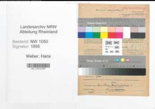 Entnazifizierung Hans Weber , geb. 29.04.1899 (Verwaltungsangestellter)