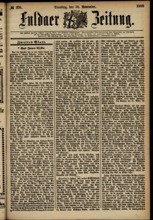 Zweite Ausgabe vom Samstag, den 30. November 1889.