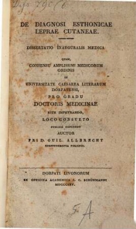 De diagnosi Esthonicae leprae cutaneae