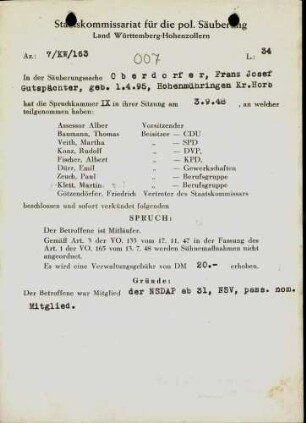 Oberdorfer, Franz Josef