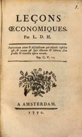 Leçons oeconomiques
