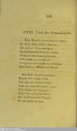 CXXI. Lied der Freundlichkeit