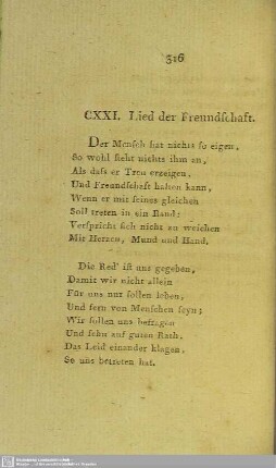 CXXI. Lied der Freundlichkeit