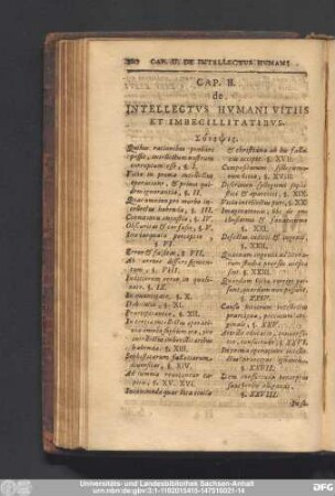 Cap. II. de Intellectus Humani Vitiis Et Imbecillitatibus.