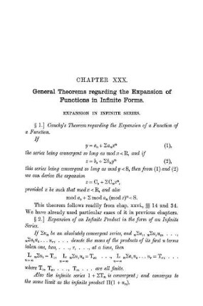 Chapter XXX. General Theorem Regarding the Expansion of Functions in Infinite Forms.