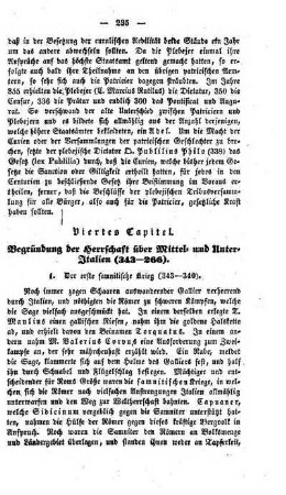 Viertes Capitel. Begründung der Herrschaft über Mittel- und Unter-Italien (343 - 266)