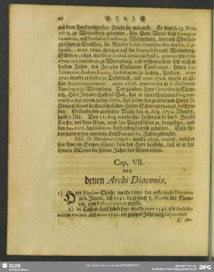 Cap. VII. von denen Archi Diaconis