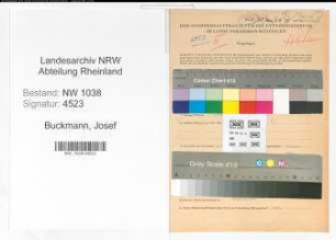 Entnazifizierung Josef Buckmann , geb. 16.02.1905 (Arbeiter)