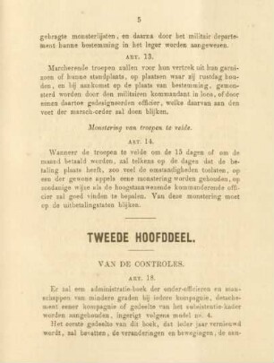Tweede hoofddeel. Van de controles