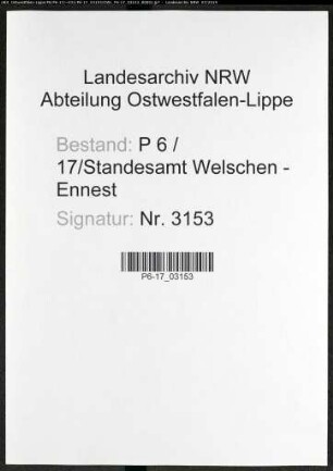 Sterberegister Standesamt Welschen-Ennest