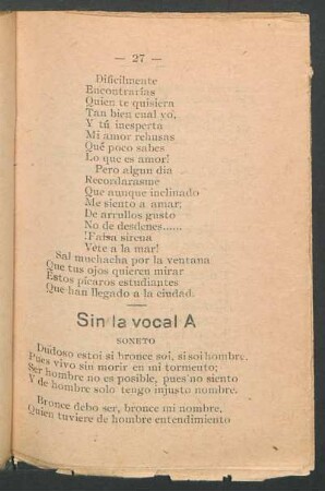 Sin la vocal A : Soneto