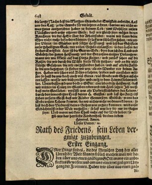 648-661, Rath des Friedens, sein Leben vergnügt zuzubringen