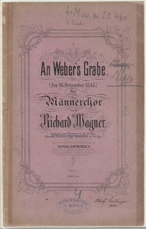 An Webers Grabe : (am 16. Dezember 1844) ; für Männerchor