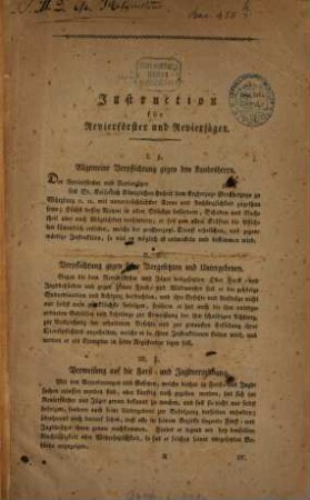 Instruction für Revierförster und Revierjäger