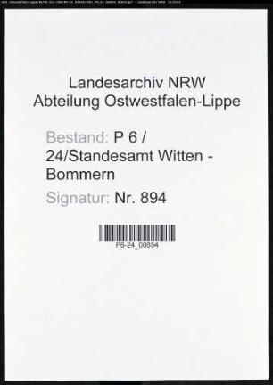 Sterberegister Standesamt Witten-Bommern
