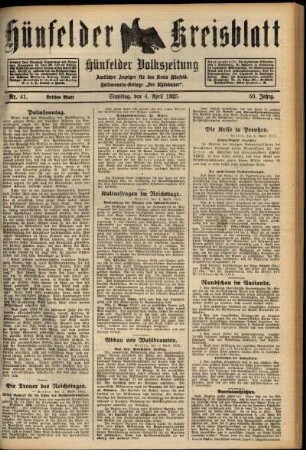 Dritte Ausgabe vom Samstag, den 04. April 1925.