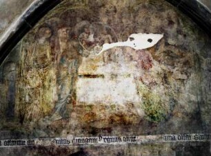 Wandmalerei im 3. Joch von Süden — Feld 10: Oben: Darstellung Christi im Tempel.