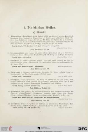 1. Die blanken Waffen (Nr. 1-153)