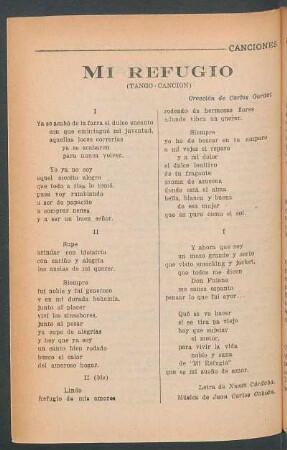 Mi refugio : (Tango-canción)