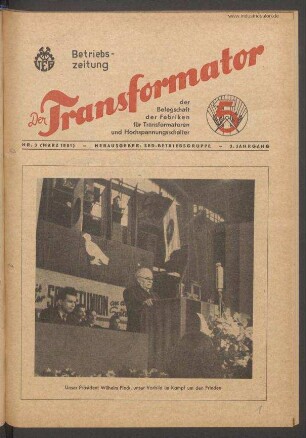 TRO-Betriebszeitung 'Der Transformator'; Nr. 3/1951 (März 1951)