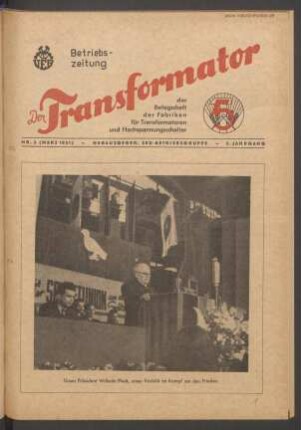 TRO-Betriebszeitung 'Der Transformator'; Nr. 3/1951 (März 1951)