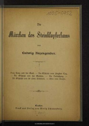 Die Märchen des Steinklopferhans