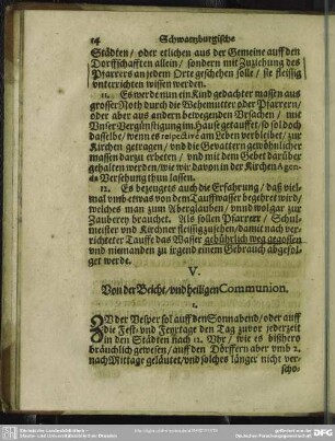 V. Von der Beicht, und heiligen Communion