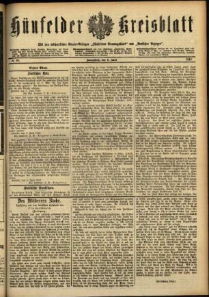 Erste Ausgabe vom Samstag, den 08. Juni 1912.