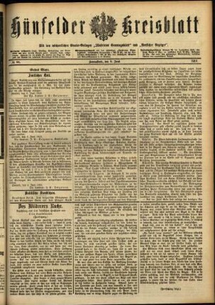 Erste Ausgabe vom Samstag, den 08. Juni 1912.