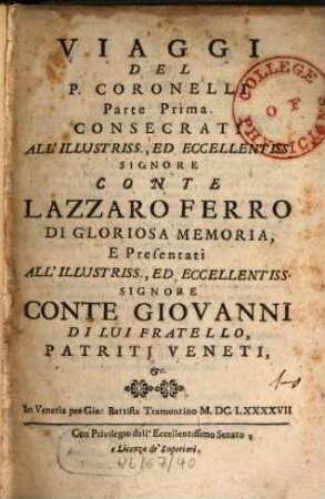 Viaggio D'Italia In Inghilterra : Descrittione Geografico-Historica, Sacro-Profana, Antico-Moderna, E Naturale .... 1
