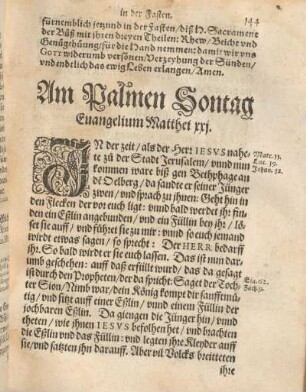 Am Palmen Sontag Euangelium Matthei xxj.