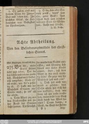 Achte Abtheilung. Von den Beförderungsmitteln des christlichen Sinnes.