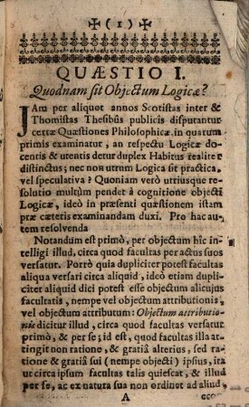 Quinarius Scoto-logicus, s. Quinque quaestiones logicales ad mentem Jo. Duns Scoti resolutae