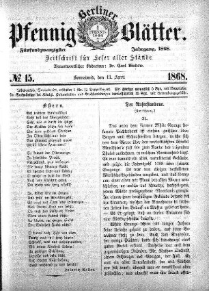 No. 15, Sonnabend, den 11. April