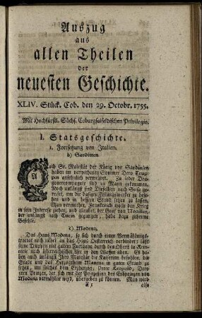XLIV. Stück. Coburg, den 29. Octobr. 1755.