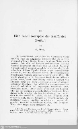 III. Eine neue Biographie des Kurfürsten Moritz