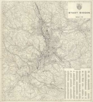 Stadtplan der Stadt Siegen mit Straßenverzeichnis