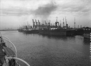 Aufliegende Schiffe im Hafen von Antwerpen